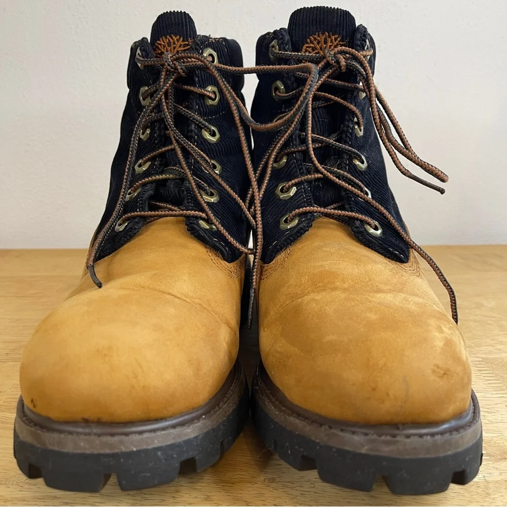 Timberland Wheat and Plaid Nubuck Tan Corduroy Waterproof Winter Boots Size 7